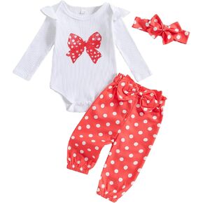 Mubineo Baby Girl Clothes Cute Outfits Ruffle Romper Flower Tops Pant Set Infant Fall Winter Long Sleeve Newborn Outfit