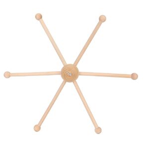FLEXMAN Wooden Mobile Frame Kit, Round Ball Shaped Six Legged Wind Chime Wooden Frame Crib Hanger for Kid for Boxes Bells Toys Plush Dolls Strings, Easy to Assemble