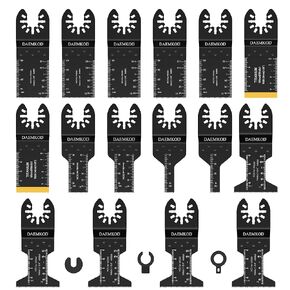 16 Pack Titanium and High Carbon Steel Oscillating Tool Blades, Quick Release Multitool Blades for Soft Metal Wood Plastic, Multi Tool Blades Kits