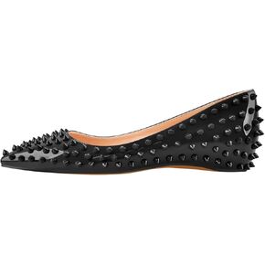 Women's Rivet Pointed Toe Slip on Flats Shoes,Fashion Studded Leather Comfortable Office