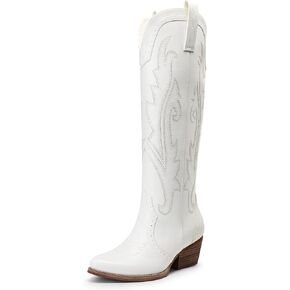 DREAM PAIRS Women's Embroidered Western Pull-On Knee-High Cowboy Boots in Saudi Arabia