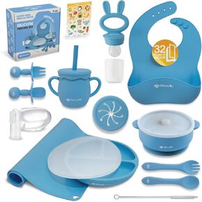 Silicone Baby Feeding Set - Infant Tableware for First Foods & Baby, Led Weaning (0+ Months), Easy to Clean, Durable, Perfect for Baby Boy or Girl, Solid Feeding - Pink - Standard
