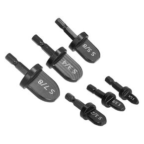 Swaging Tool Drill Bit Set, 6Pcs Black Portable Bearing Steel Air Conditioner Copper Pipe Swaging Flaring Tool Tube Expander Drill Bit Set for Copper Tubing Pipe Expansion (Hex