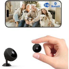Mini Camera, 1080P HD WiFi Camera Surveillance Indoor Mini Surveillance Camera Live Transmission Mobile Phone App with Bluetooth with Motion Sensor for Home Office Security