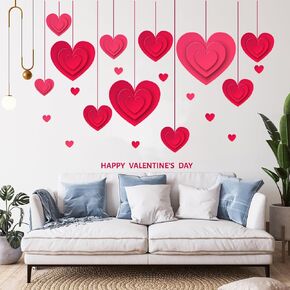 Valentine's Day Love Wall Decals Hanging Large Heart Wall Stickers Removable Peel and Stick Art Murals for Window Clings Bedroom Living Room Playroom Party Decor (Valentine's Day1)