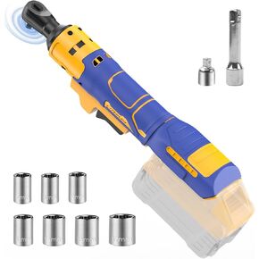 Ratchet Wrench Compatible With Dewalt 20V MAX Battery(No Battery) 3/8" Cordless Ratchet Wrench with 7CS Sockets,1/4" Adapter,3" Extension Bar