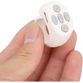Page Turner, Fingertip Bluetooth Remote Control, Video Scrolling Ring and Camera Shutter Remote for, for iOS 15.0, for Android (White)