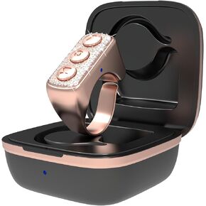 Fingertip Bluetooth Remote Control TIK TOK Wireless Page Turner TYUOBOX Camera Remote Shutter Selfie Button Controller with Charging Case for iPhone Android Ipad Cell Phone (Rose Gold)