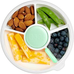 حزمة Gobe Kids Small Snack Spinner Flip مع حزام يدوي وورقة ملصقات - حاوية وجبة خفيفة قابلة لإعادة الاستخدام مع 5 موزع المقصورة والغطاء | BPA/PVC Free | غسالة الصحون آمنة | لا تسرب in Kuwait