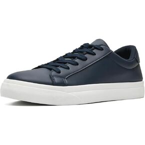 Fashion Sneakers for Men and Women, White PU Leather Sneakers Non-Slip Breathable Lace Up Casual Walking Shoes