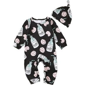 Newborn Baby Boy Clothes Fall Winter Cute Infant Outfits Long Sleeve Newborn Baby Romper Hat Bodysuit Jumpsuits