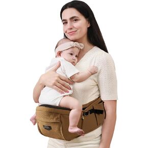 SUNVENO Baby Hip Carrier, CPC-Certified Ergonomic Carrier for 7-45lbs with Adjustable Extended Waistband, Non-Slip Hip Seat Surface for Newborns & Toddlers, All Seasons Infant Carrier,