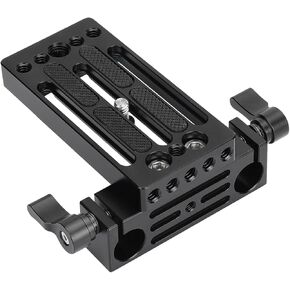 CAMVATE Extended Camera Baseplate Tripod Head Mount with 1/4"-20 Mounting Stud & 15mm Rod Clamp Railblock - 3036
