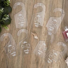 CheeFun Acrylic Baby Closet Size Dividers: 7Pcs Infant Clothes Hanger Separators Newborn to 24 Month Clothes - Wardrobe Hanger Organizers for Home Nursery Baby Clothes