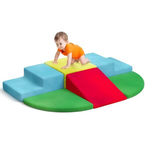 Baby Foam Climbing Blocks, 6 Pieces Soft Play Climbing Toys for Toddlers 1-3 Inside, Ultra High Density Soft Play Set with Velcro Fastening for Kids Crawling and Sliding