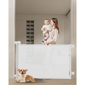 Upgrade 200 inch Retractable Baby Gates Extra Wide with Reinforced Strip Design to Prevent Crawling Through, 200" Retractable Dog Gate, 48" Tall, Retractable Gate for Indoor/Outdoor