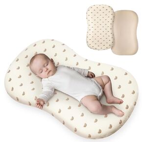Muslin Baby Lounger Cover for Snuggle Me Organic Lounger/Baby Lounger/Organic Cotton Handmade Cover for Infant/Toddler Lounger/Nursing Pillow(Pink, Wheat)