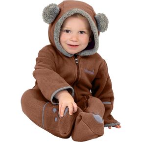 Fleece Baby Bunting Bodysuit – Baby Winter Suit for Infant Girls and Infant Boys with Fleece Hood and Mittens, Cub Bear, 6/12 Months