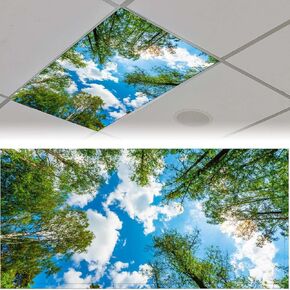 2Pcs Fluorescent Light Cover for Classroom, Galaxy Magnetic Drop Ceiling Decorative Film Filter,Eliminate Harsh Glare Causing Eyestrain and Headaches,4 X 2 Feet