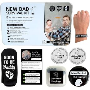 Funny New Dad Gift for First Time Parents | Unique Pregnancy Gift for Expecting Parents to Be | Best New Father Gift for Gender Reveal or Baby Shower | Includes Socks, Decision Coin & More