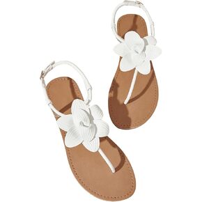SHENHE Women's Flower Flat Thong Sandals T Strap Ankle Buckle Slingback Summer Boho Flat Shoes