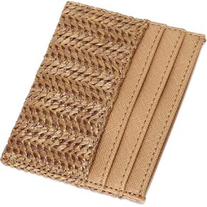 YIKOEE Straw Bag and Card Holder Set for Women Summer Beach Purse Woven Bag With PomPom