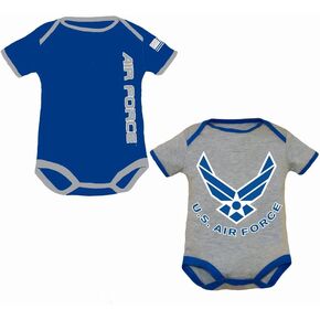 Trooper Clothing Air Force Infant 2 Pack Bodysuits (3-6 Months) Blue