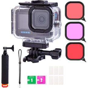 Magnetic Waterproof Case for Go Pro Hero 13/12/11/10/9 Black with 3 Pack Dive Filters, 196FT/60M Underwater Protective Housing Dive Kit, Professional Action Camera Dive Accessory