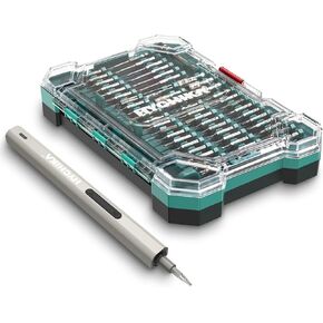 HYCHIKA Mini Electric Screwdriver,Precision Screwdriver Set with 46 Magnetic Bits, Cordless Screwdriver with LED Light, Magnetic Storage,Repair Tool Set for Phone Camera Laptop Watch