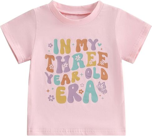 Toddler Girls Birthday Outfit in My One Two Three Four Five Six Year Old Era Shirt Short Sleeve Tops Summer Clothes in Saudi Arabia