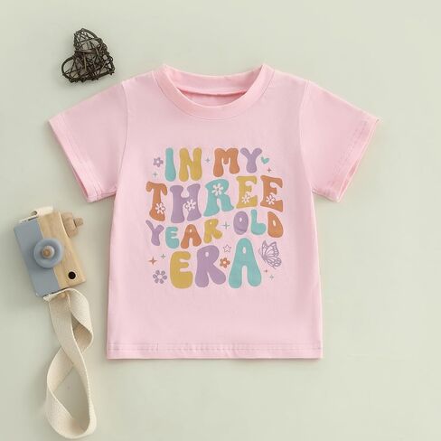 Toddler Girls Birthday Outfit in My One Two Three Four Five Six Year Old Era Shirt Short Sleeve Tops Summer Clothes in Saudi Arabia