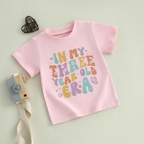 Toddler Girls Birthday Outfit in My One Two Three Four Five Six Year Old Era Shirt Short Sleeve Tops Summer Clothes in Saudi Arabia