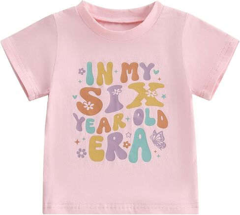 Toddler Girls Birthday Outfit in My One Two Three Four Five Six Year Old Era Shirt Short Sleeve Tops Summer Clothes in Saudi Arabia