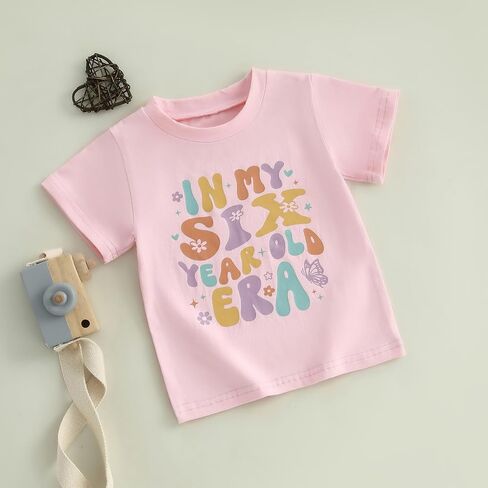 Toddler Girls Birthday Outfit in My One Two Three Four Five Six Year Old Era Shirt Short Sleeve Tops Summer Clothes in Kuwait