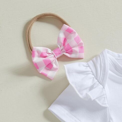 Newborn Baby Girl Easter Outfits Cute Short Sleeve Bunny Romper Ruffle Plaid Skirt Dress Infant Easter Clothes in Kuwait