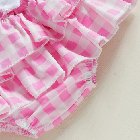 Newborn Baby Girl Easter Outfits Cute Short Sleeve Bunny Romper Ruffle Plaid Skirt Dress Infant Easter Clothes in Kuwait