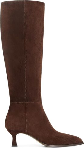 DOEYG Women Suede Knee High Boots Wide Calf Kitten Heel Boots Pointed Toe Stiletto High Heel Tall Boots Fashion Fall Long Boots with Side Zipper in Kuwait