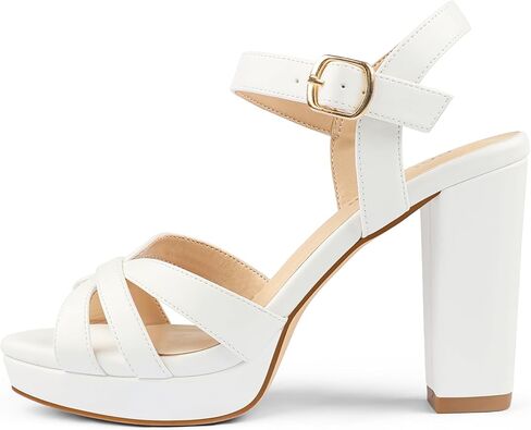 COLETER Women's Crisscross Platform Block Heel Ankle Strap Dress Sandals | Crisscross Peep Toe, Adjustable Metal Buckle Ankle Strap, Chunky Dress Heels for Business Casual Wedding Party in Saudi Arabia