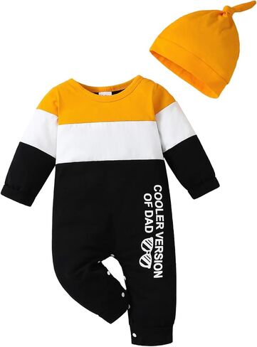 Newborn Baby Boy Clothes Fall Winter Cute Infant Outfits Long Sleeve Newborn Baby Romper Hat Bodysuit Jumpsuits in Kuwait