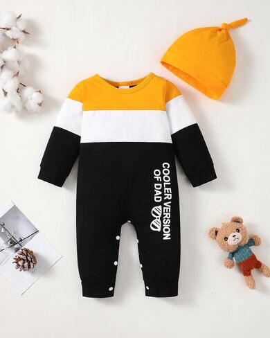 Newborn Baby Boy Clothes Fall Winter Cute Infant Outfits Long Sleeve Newborn Baby Romper Hat Bodysuit Jumpsuits in Kuwait