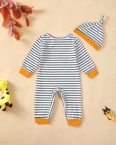 Newborn Baby Boy Clothes Fall Winter Cute Infant Outfits Long Sleeve Romper Hat Bodysuit Jumpsuits in Saudi Arabia