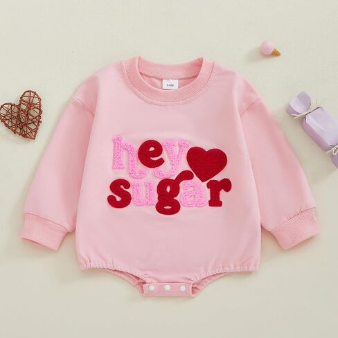 Infant Baby Boy Girl Valentines Day Outfit Love Embroidery Romper Bodysuit Long Sleeve Bubble Romper Fall Clothes in Saudi Arabia