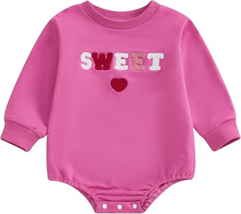Infant Baby Boy Girl Valentines Day Outfit Love Embroidery Romper Bodysuit Long Sleeve Bubble Romper Fall Clothes in Saudi Arabia
