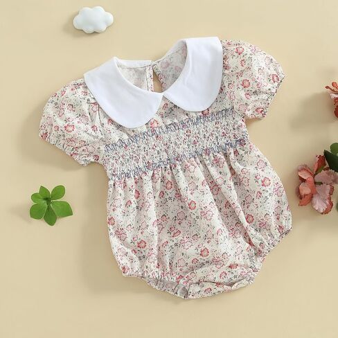 Karwuiio Newborn Infant Baby Girl Romper Cute Print Short Sleeve Bubble Bodysuit Little Girls Cute Summer Clothes in Kuwait