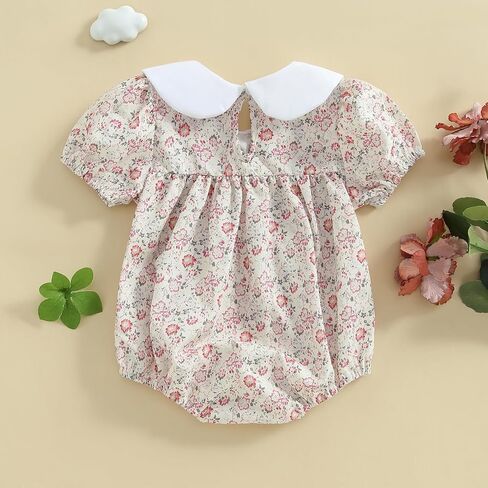 Karwuiio Newborn Infant Baby Girl Romper Cute Print Short Sleeve Bubble Bodysuit Little Girls Cute Summer Clothes in Kuwait