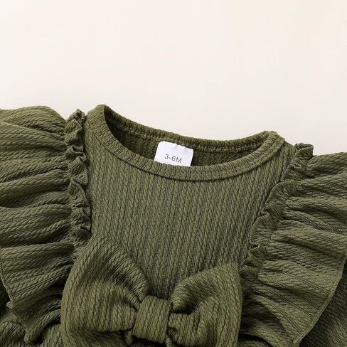 YOUNGER TREE Newborn Baby Girl Clothes Sweater Long Sleeve Ruffle Bow Romper Bodysuit Spring Fall Winter Outfits in Kuwait