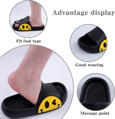 Sandals for Girls and Boys,Mens Slippers Sandals for Women,EVA Anti-Slip Indoor & Outdoor Kids Slippers Smile Face Open Toe Spa Bath Pool Gym House Casual Shower Shoes in Saudi Arabia