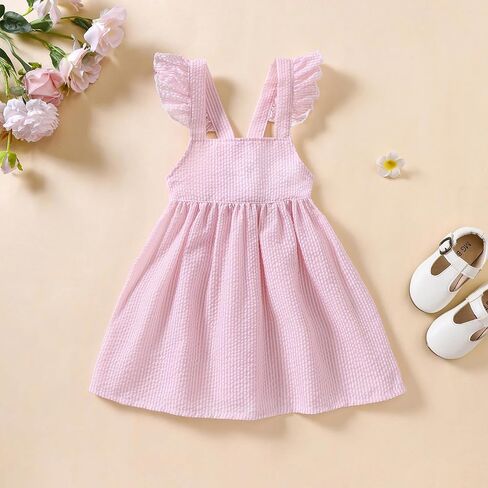 Karuedoo Toddler طفلة طفلة Seersucker Dress Fruckless بلا أكمام عارية الغيار حفلات الأميرة الأميرة أطفال الصيف Sundress in Kuwait