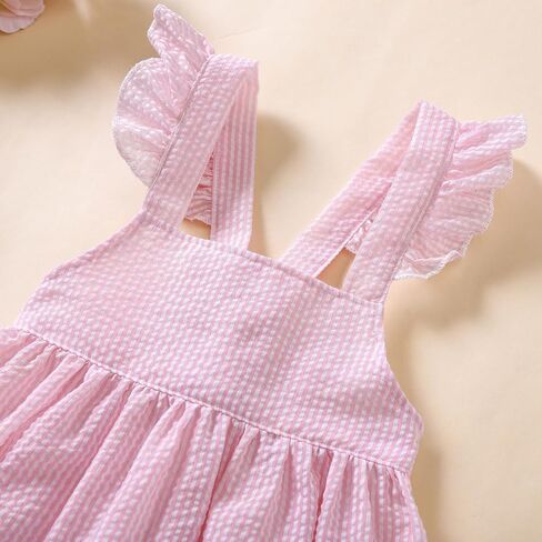 Karuedoo Toddler طفلة طفلة Seersucker Dress Fruckless بلا أكمام عارية الغيار حفلات الأميرة الأميرة أطفال الصيف Sundress in Kuwait