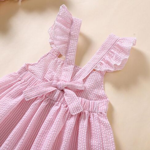 Karuedoo Toddler طفلة طفلة Seersucker Dress Fruckless بلا أكمام عارية الغيار حفلات الأميرة الأميرة أطفال الصيف Sundress in Kuwait